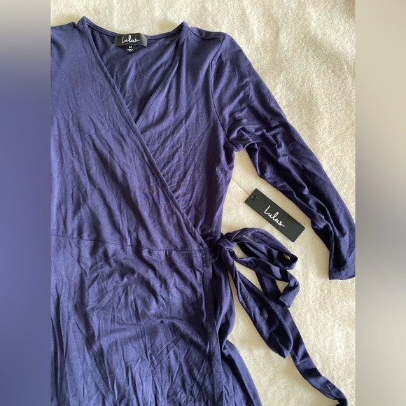 Lulus NWT wrap maxi dress navy blue | wedding | maternity | resort | minimalist - Picture 2 of 2